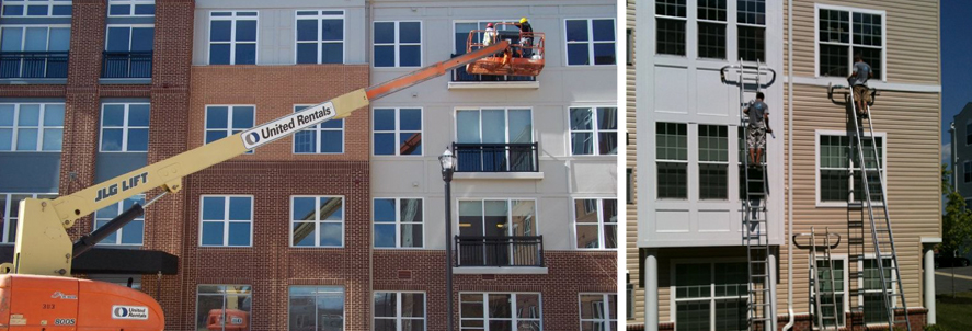 Window washing apartments with lift
