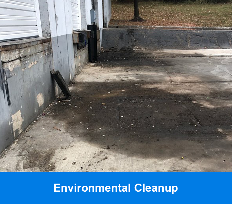 Warehouse ramp power washed with environmental cleanup services
