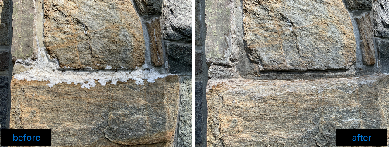 Stone Wall - Efflorescence removal