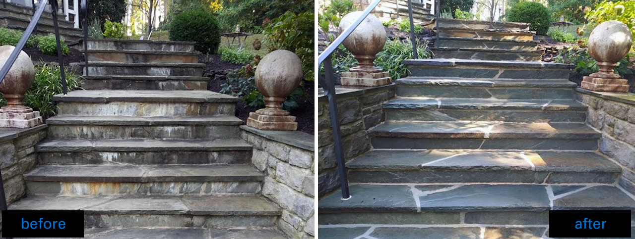Stone Stairs - Efflorescence removal